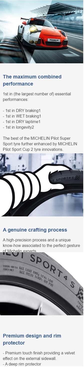 Michelin Pilot Sport 4 S showcasing advanced tread design and sidewall technology.